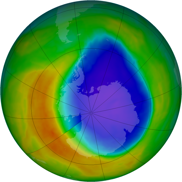 Antarctic ozone map for 24 October 2014